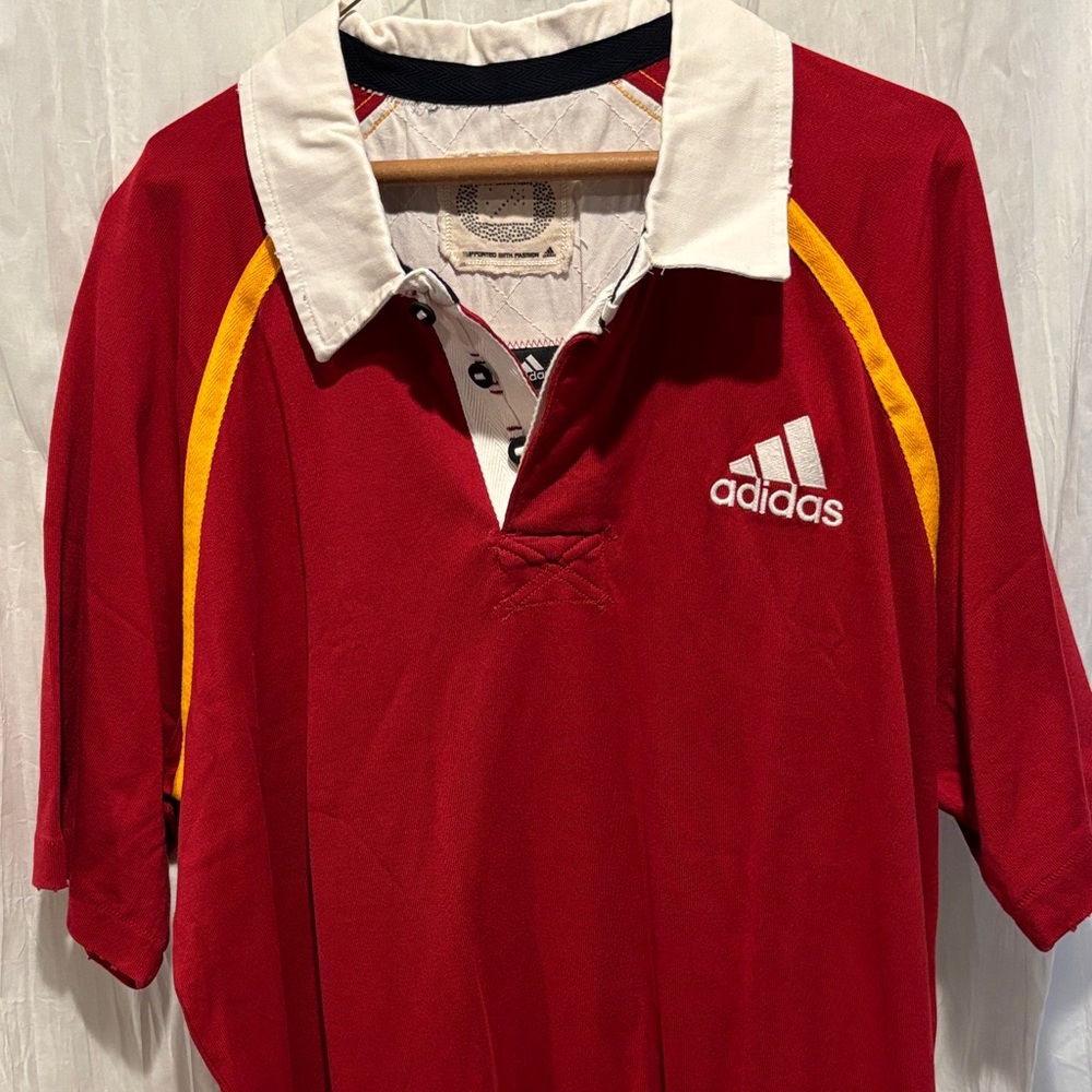 Adidas Rugby Polo shirt Men’s 2XL red vintage distressed